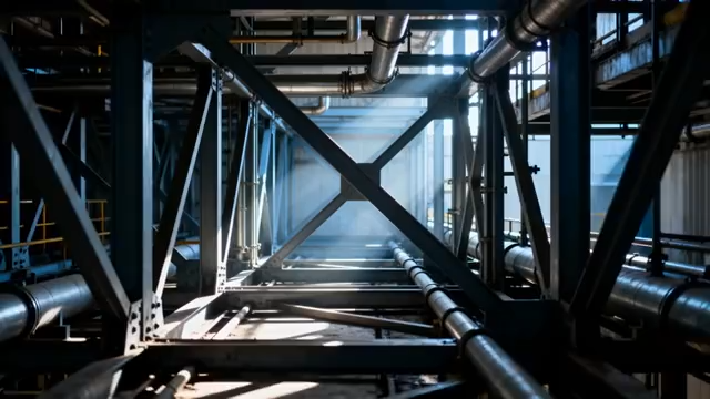 工厂内金属管道与钢架结构4239#横