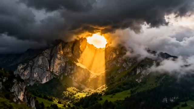  云层中的金色阳光穿透3092#横屏 	 