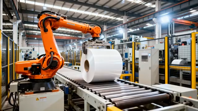 工厂机械臂搬运纸卷场景2584#横