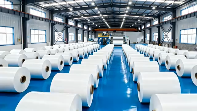 工厂内堆放的白色卷材4740#横