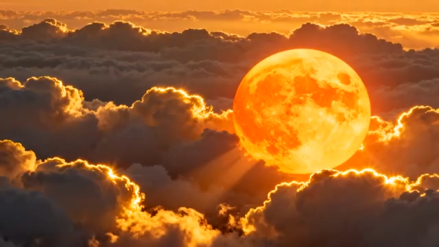 高空云海中的巨大圆月2088#横