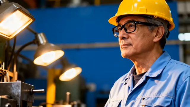 工厂工人头戴安全帽工作画面3105#横屏 