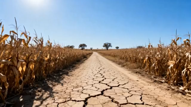 干旱玉米地中的土路景象287#横