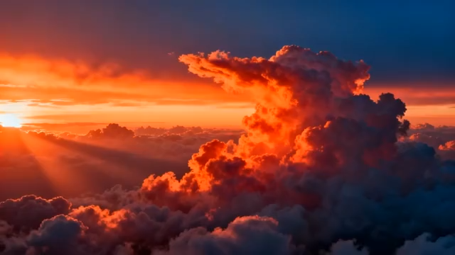 高空日落时分的云海景象2337#横