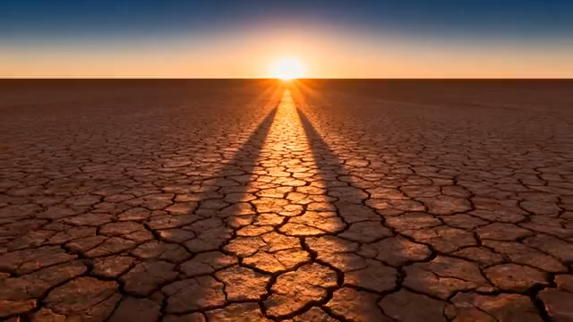 干裂土地上的日落景象1331#横屏 