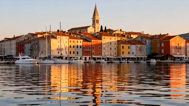 港口城镇彩色建筑临水风景760#横屏 