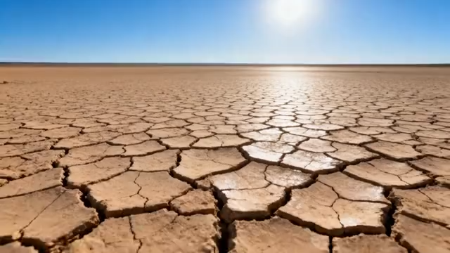 干旱土地与晴朗天空景象4335#横