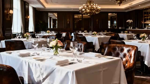 高档餐厅内餐桌餐具布置场景4453#横