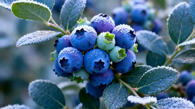 覆霜蓝莓果实特写4806#横屏 
