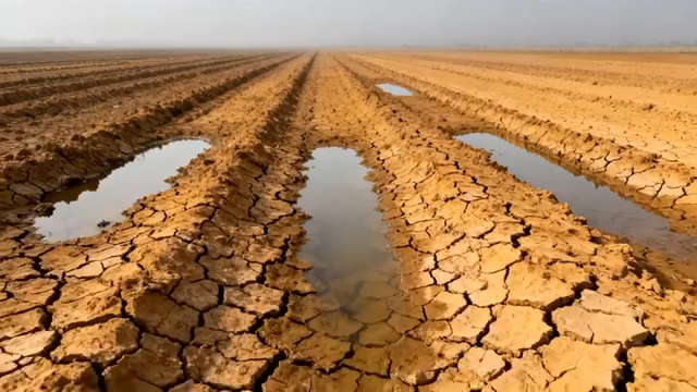 干旱开裂的农田景象4164#横