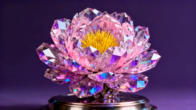 粉色水晶荷花摆件特写2927#横