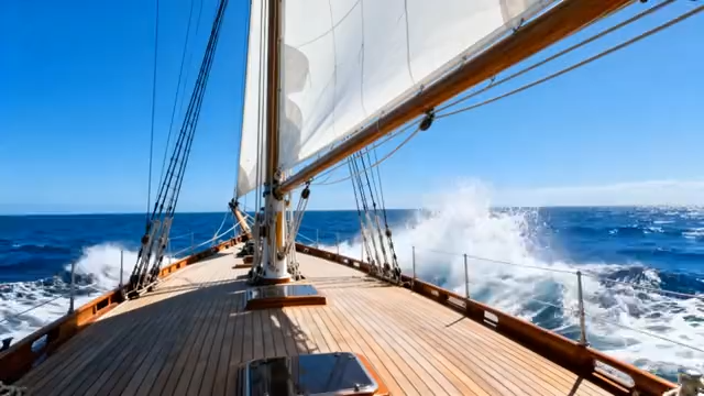 帆船航行于蓝色海洋673#横屏 