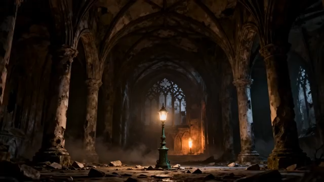 废弃教堂内复古路灯场景3791#横