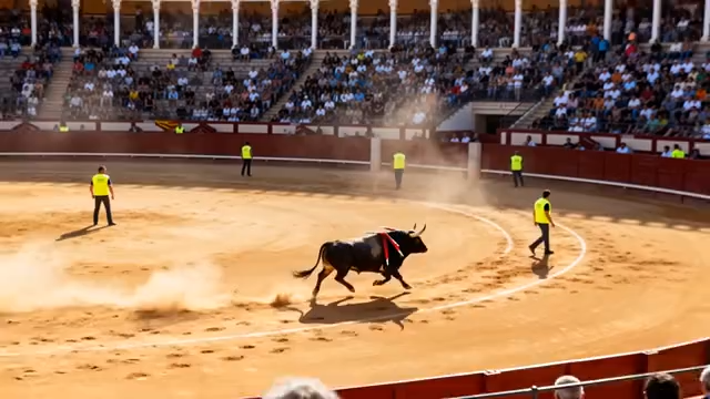 斗牛场中奔跑的公牛5404#横屏 