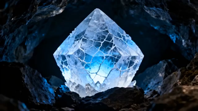 洞穴中发光的水晶矿石1297#横