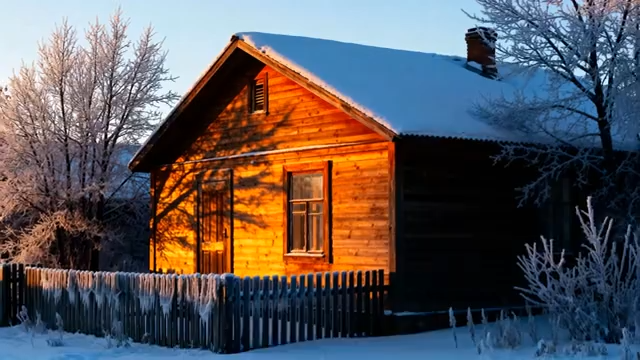 冬日木屋雪景3001#横屏 