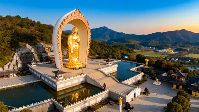 东林大佛全景航拍素材2594#横