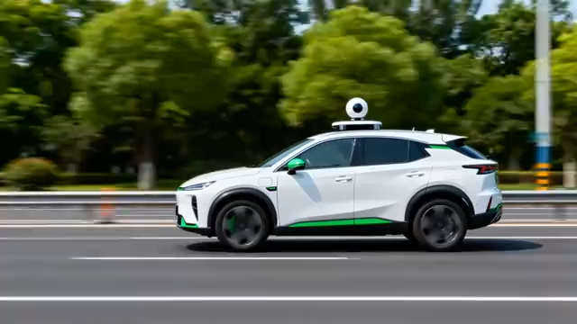 道路上行驶的智能新能源汽车3538#横