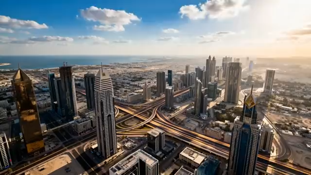 迪拜城市立交桥与高楼景观2076#横