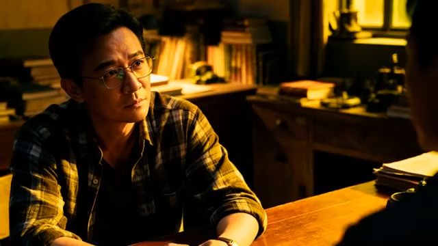 戴眼镜男人桌前沉思画面3193#横