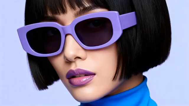 戴紫色墨镜的女性特写3978#横屏 