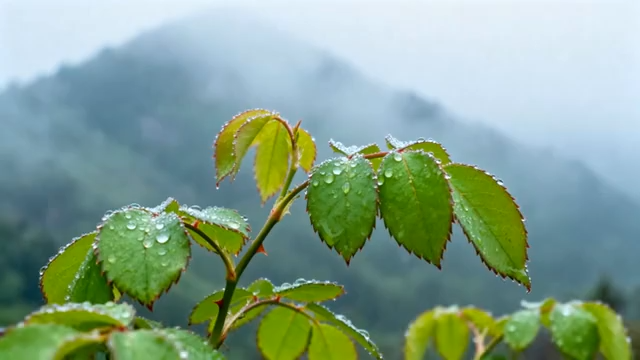 带水珠绿叶自然风景素材3830#横