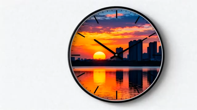 带城市风光图案的时钟素材826#横