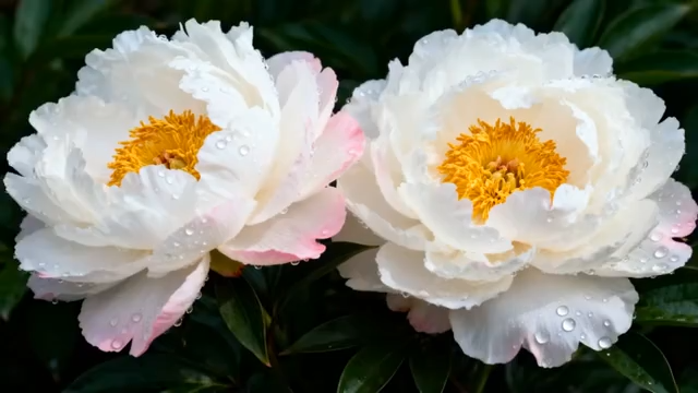 带水珠的白色牡丹花特写452#横