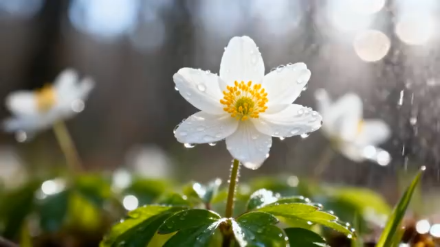 带水珠的白色花朵特写(2)5036#横