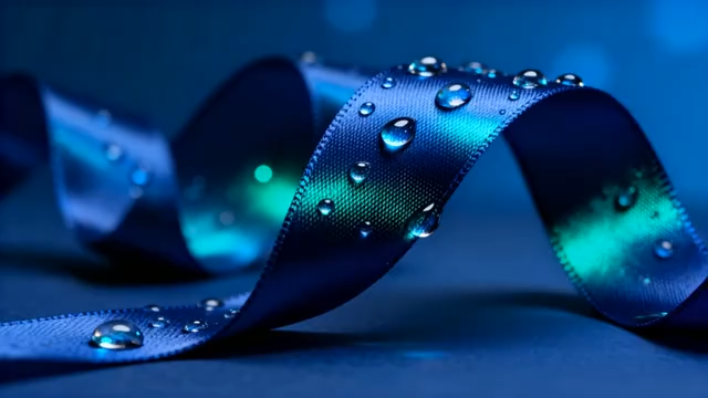 带水滴蓝色丝带素材2512#横屏 