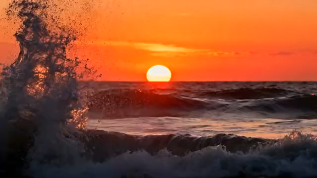 大海日落海浪素材2089#横屏 