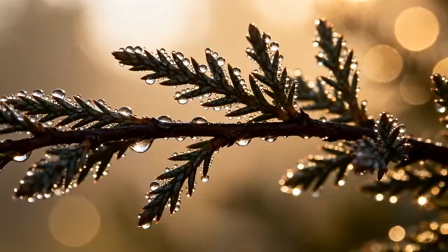 带露珠的植物枝叶特写63#横