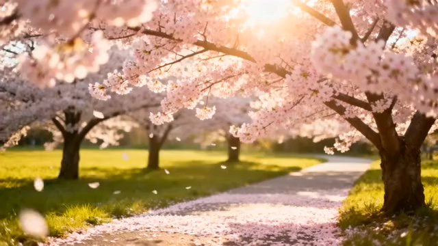 春日樱花树下的小径风景2063#横