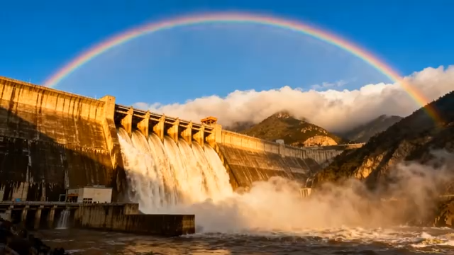 大坝泄洪彩虹景观1599#横屏 