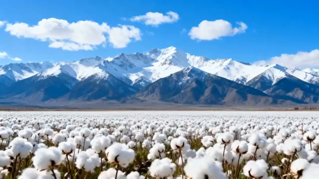  雪山下的棉花田2683#横屏 	 -