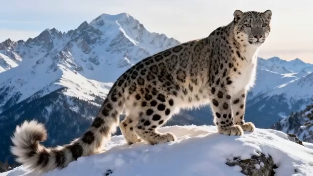  雪山之巅的雪豹2698#横屏 