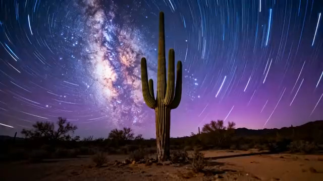  星空下的仙人掌延时2563#横屏 	 