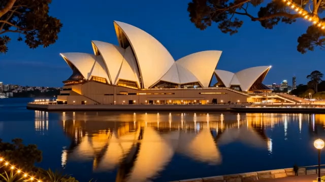  悉尼歌剧院夜景灯光秀2425#横屏 	 