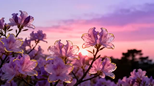  夕阳下的高压电塔剪影2380#横屏 	 