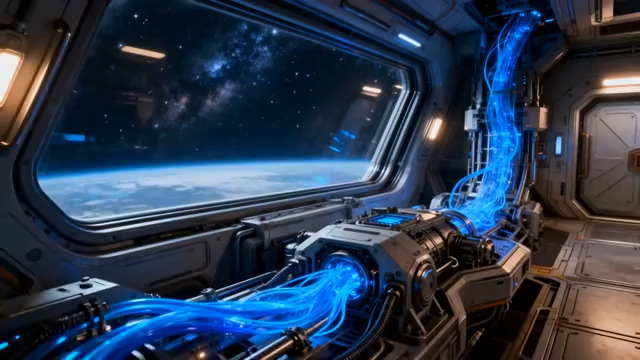  太空舱舷窗夜景2219#横屏 	 