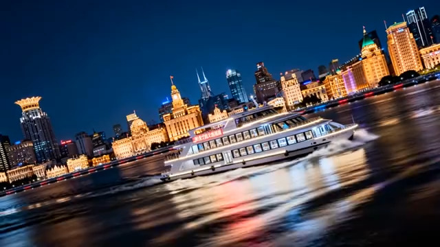  上海外滩夜游船流光2049#横屏 	 