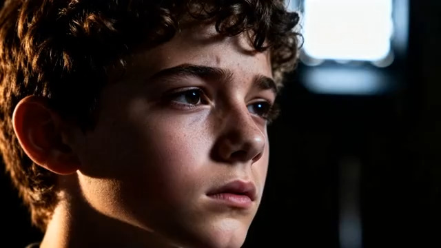  少年沉思特写镜头2051#横屏 	 