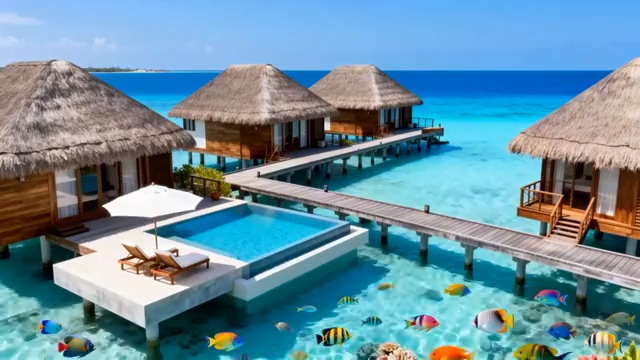  水上茅草屋度假景观2201#横屏 	 