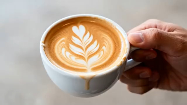  手捧咖啡拉花特写2152#横屏 	 