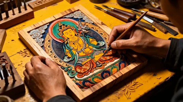  手工绘制唐卡过程2144#横屏 	 