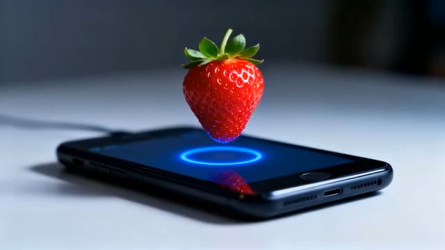  手机充电与悬浮草莓2147#横屏 
