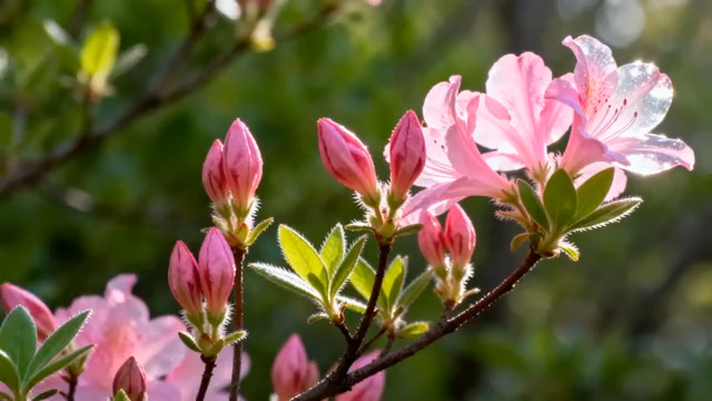  盛开的粉色杜鹃花2098#横屏 	 -