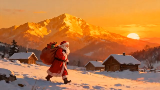  圣诞老人雪山送礼物2081#横屏 	 