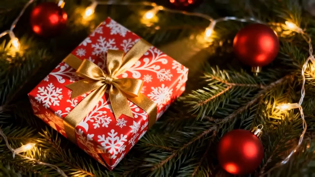  圣诞礼物与装饰灯氛围2082#横屏 	 