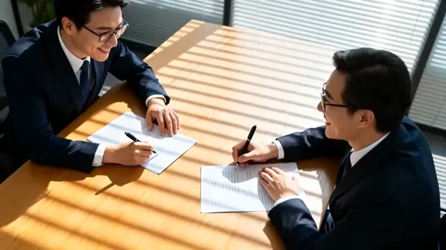  商务人士签约合作场景2002#横屏 	 